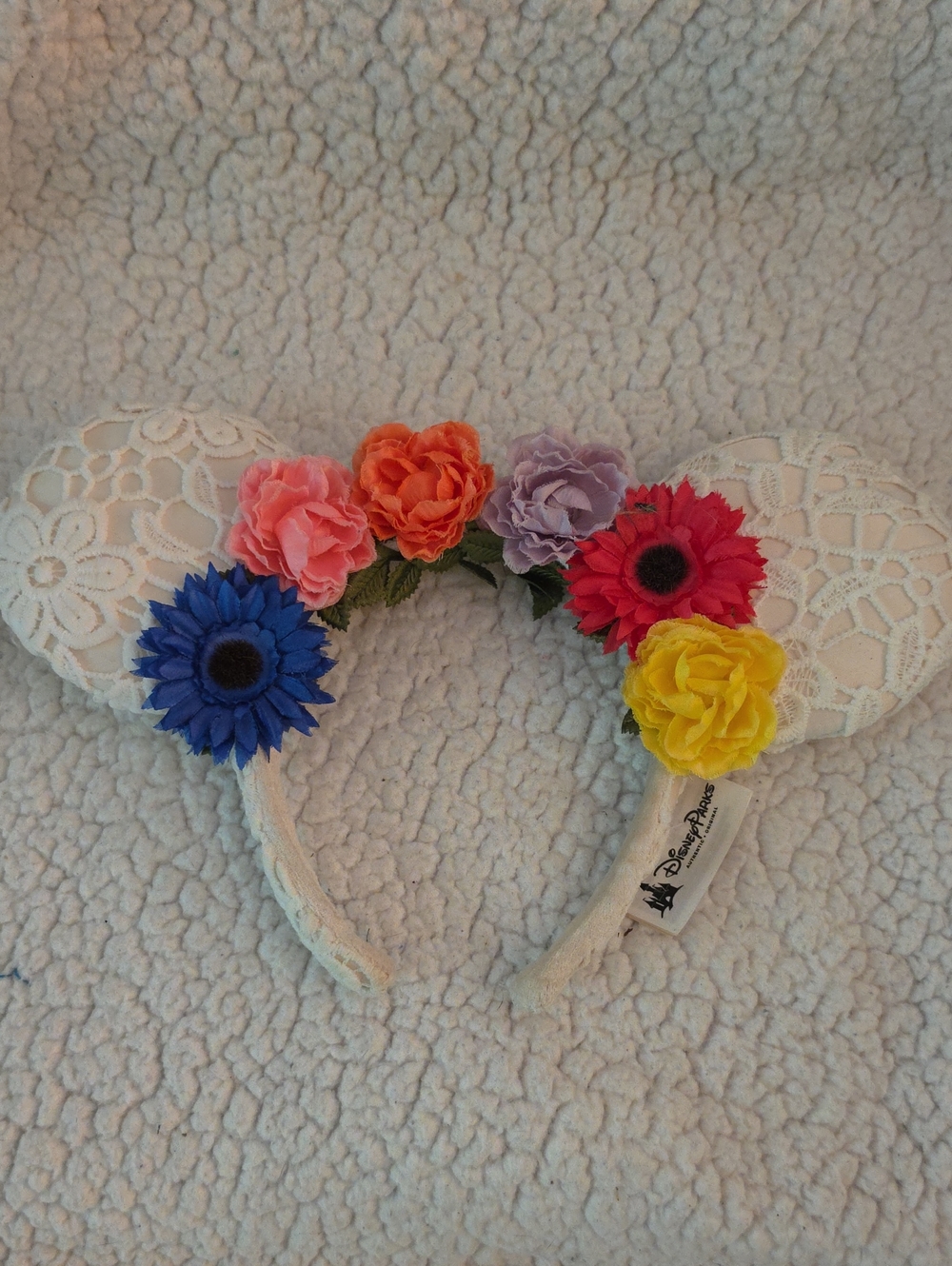 Disney Lace Floral Mouse Ear Headband - Blue, Pink, Orange, Purple, Red, Yellow